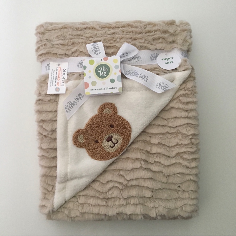 Baby Blanket Reversible Bear Theme Baby Gift NEW | Little Me